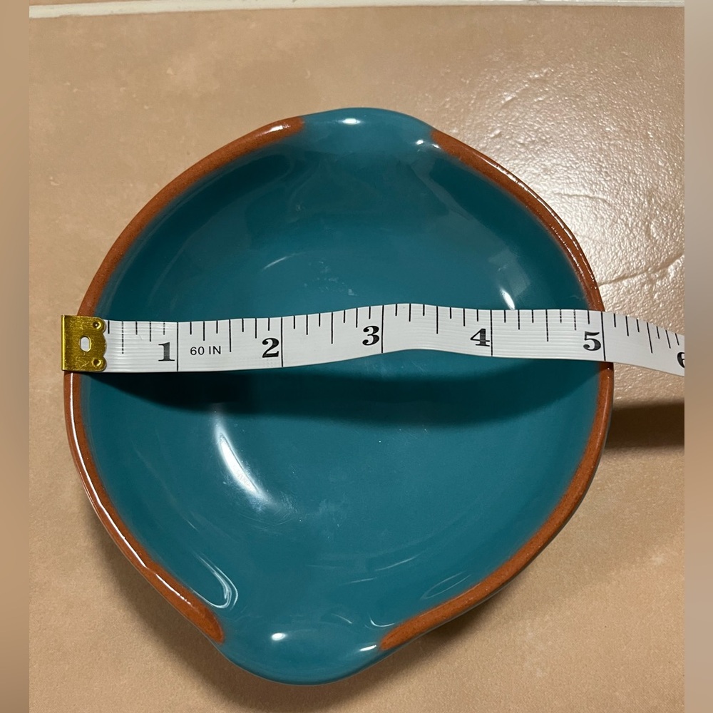 Pier 1 Teal and Brown Ceramic Bowl - Picture 5 of 6